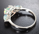 Эффектное серебряное кольцо с кристаллическими эфиопскими опалами