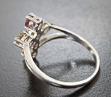 Оригинальное серебряное кольцо с разноцветными турмалинами и цитринами Серебро 925