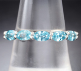 Чудесное серебряное кольцо с голубыми цирконами Серебро 925