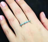 Чудесное серебряное кольцо с голубыми цирконами Серебро 925