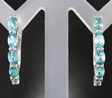 Чудесные серебряные серьги с голубыми цирконами Серебро 925