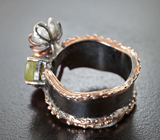 Серебряное кольцо с сапфирами и жемчужиной