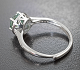 Серебряное кольцо с чистейшим сине-зеленым муассанитом топовой огранки 0,87 карата Серебро 925