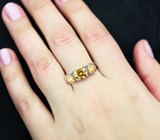 Серебряное кольцо с желтыми муассанитами высокой чистоты 3,46 карата