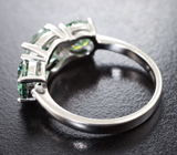 Серебряное кольцо с зеленовато-голубыми муассанитами высокой чистоты 3,61 карата