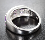 Стильное серебряное кольцо с аметистами Серебро 925