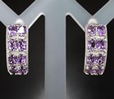 Стильные серебряные серьги с аметистами