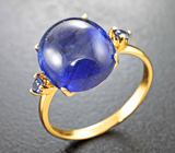 Золотое кольцо с крупным насыщенным и яркими ограненными сапфирами 9,59 карата