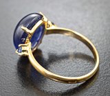 Золотое кольцо с крупным насыщенным и яркими ограненными сапфирами 9,59 карата Золото