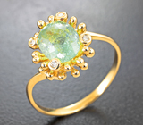 Золотое кольцо с ярким параиба турмалином 2,41 карата и бриллиантами Золото