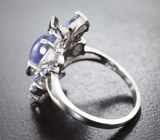 Эффектное серебряное кольцо с танзанитами Серебро 925