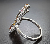 Праздничное серебряное кольцо с разноцветными турмалинами, бериллом и цитринами Серебро 925