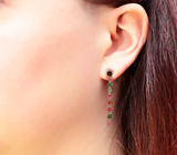 Элегантные серебряные серьги с разноцветными турмалинами и бериллами Серебро 925