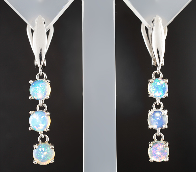 Прелестные серебряные серьги с кристаллическими эфиопскими опалами