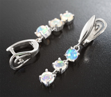 Прелестные серебряные серьги с кристаллическими эфиопскими опалами Серебро 925