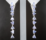 Изящные серебряные серьги с танзанитами Серебро 925