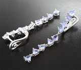 Изящные серебряные серьги с танзанитами Серебро 925