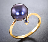 Золотое кольцо с цветной морской жемчужиной и сапфирами 5,99 карата Золото