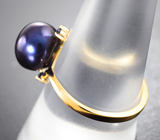 Золотое кольцо с цветной морской жемчужиной и сапфирами 5,99 карата