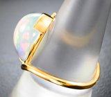 Золотое кольцо с крупным кристаллическим эфиопским опалом ярчайшей опалесценции 5,22 карата