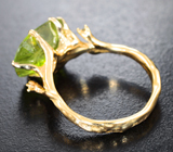 Золотое кольцо с ярким сочно-зеленым сфеном 4,64 карата и бриллиантами Золото