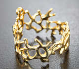 Золотое кольцо с яркими уральскими александритами 0,2 карата и бриллиантом Золото