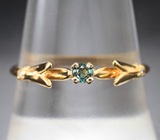 Золотое кольцо с уральским александритом высокой чистоты 0,08 карата и бриллиантами