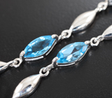 Изящный серебряный браслет с голубыми топазами Серебро 925