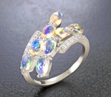 Великолепное серебряное кольцо с кристаллическими эфиопскими опалами