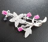 Изысканная серебряная брошь с корундами Серебро 925