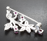 Изысканная серебряная брошь с корундами Серебро 925