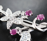 Изысканная серебряная брошь с корундами Серебро 925