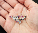 Изысканная серебряная брошь с корундами Серебро 925