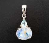 Великолепный серебряный комплект с лунным камнем и голубыми топазами Серебро 925