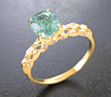 Золотое кольцо с ярким параиба турмалином 1,57 карата и бриллиантами Золото