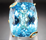 Крупное золотое кольцо с роскошным голубым топазом 30,75 карата и сапфирами Золото
