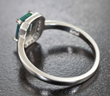 Великолепное серебряное кольцо с ограненным черным опалом и сапфирами Серебро 925