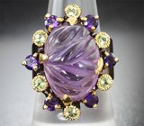 Серебряное кольцо с аметистами и перидотами