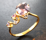 Золотое кольцо с редким полихромным сапфиром со сменой цвета 1,72 карата Золото