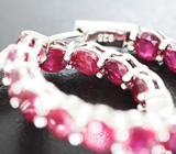 Роскошные серебряные серьги с рубинами Серебро 925