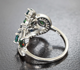 Великолепное серебряное кольцо с ограненными черными опалами Серебро 925