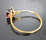 Золотое кольцо с ярким вишневым альмандином гранатом 1,53 карата Золото
