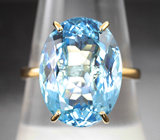 Золотое кольцо с чистейшим голубым топазом 13,05 карата