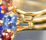 Роскошное коктейльное золотое кольцо с крупным танзанитом 20,17 карата, шпинелями, сапфирами и бриллиантами Золото