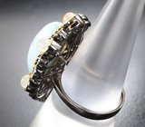 Серебряное кольцо с ларимаром 13,79 карата, лунным камнем и голубыми топазами Серебро 925