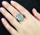 Серебряное кольцо с аквамарином 16,09 карата и аметистами