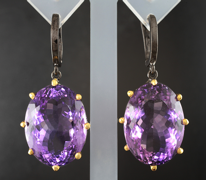 Серебряные серьги с аметистами 60,13 карата