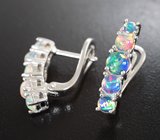 Эффектные серебряные серьги с кристаллическими эфиопскими опалами