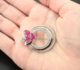 Эффектная серебряная брошь с рубинами Серебро 925