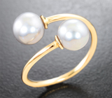 Разъемное золотое кольцо с серебристым морским жемчугом 4,34 карата